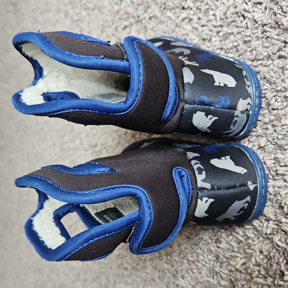 GUC Bogs Neoprene Waterproof Winter Snow Boots Baby Polar Bear Print Blue Size 7 - Picture 5 of 12